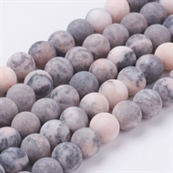 Frostet Pink Zebra Jasper streng, 6 mm.